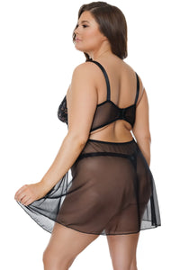 Coquette Queen Metallic Floral Lace & Mesh Babydoll-Rebel Romance