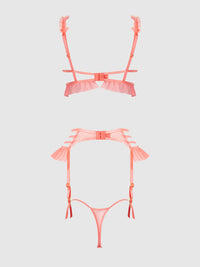 House of Desire Portia Swiss Dot Cutout Bra, Garter, & Thong Set Siesta
