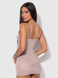 House of Desire Presley Shine Mesh & Rhinestone Chemise & G-String Set
