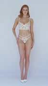Anais Sheer Embroidered Lace Longline Bra Set White
