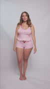 Plus Size Two Piece Pajama Set Pink Plaid