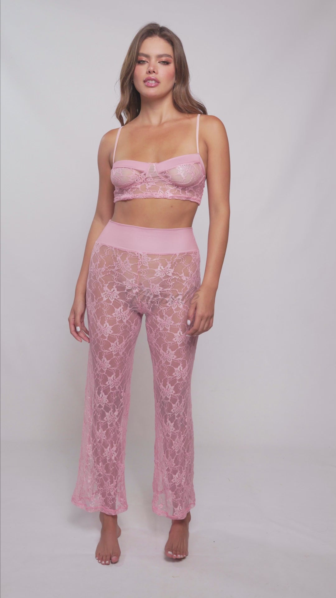 Mapale Lounge Two Piece Pajama Set Long Pants Rose Pink