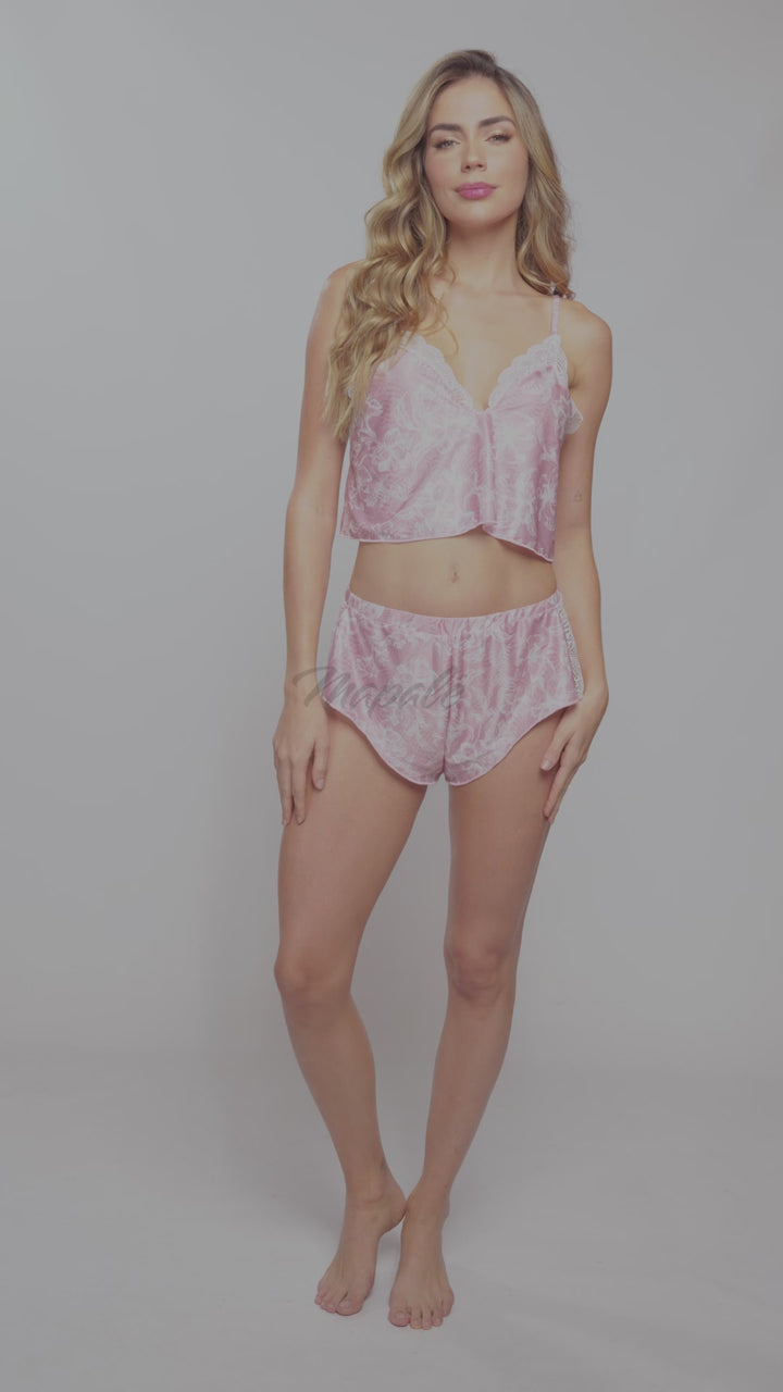 Mapale Lounge Two Piece Pajama Set Rose Print