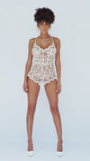 Celina Delicate Embroidered Lace Romper White