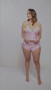 Plus Size Two Piece Pajama Set Rose Print