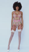 Rose Garden Sydney Delicate Embroidered Lace Bodysuit Peach