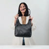 Tim Med Leather Hobo Handbag Black/Brushed Gold