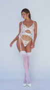 Maxine Delicate Embroidered Lace Merrywidow White