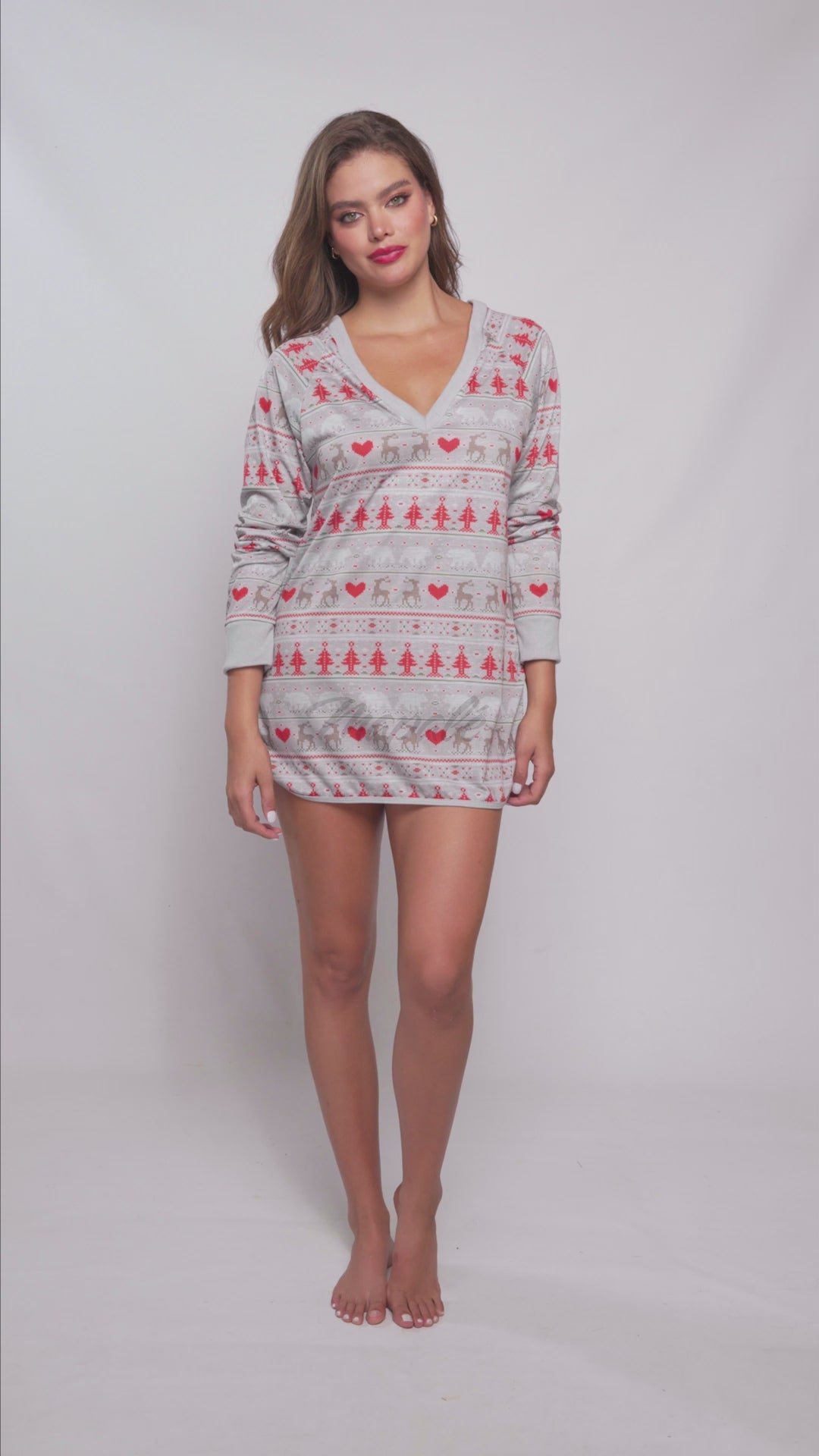 Mapale Lounge Sleep Chemise Nightie Holiday Print