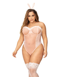 Mapale Queen Bunny Underwire Bodysuit w/Lace Up Back & Head Piece Costume-Rebel Romance