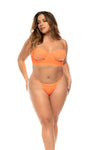 Mapale Queen Sasha Color Crush Mesh Underboob Underwire Bra Set Hot Orange