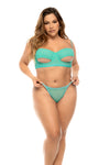 Mapale Queen Sasha Color Crush Mesh Underboob Underwire Bra Set Jade Green