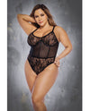 Mapale Queen Floral Lace & Mesh Underwire Bodysuit w/Lace Up Back-Rebel Romance