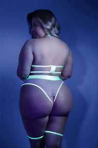 Fantasy Queen Glow Black Light In A Trance Open Cups Crotchless Teddy Neon
