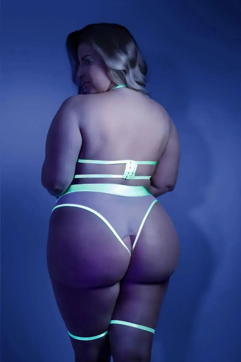 Fantasy Queen Glow Black Light In A Trance Open Cups Crotchless Teddy Neon