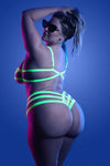 Fantasy Queen Glow Black Light Mirage Bandage Bra & Panty Neon Lemon