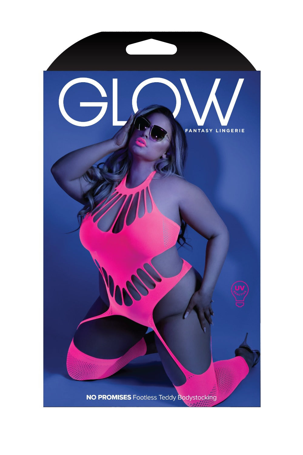 Queen Glow Black Light No Promises Bodystocking Neon Pink-Fantasy Lingerie-Rebel Romance