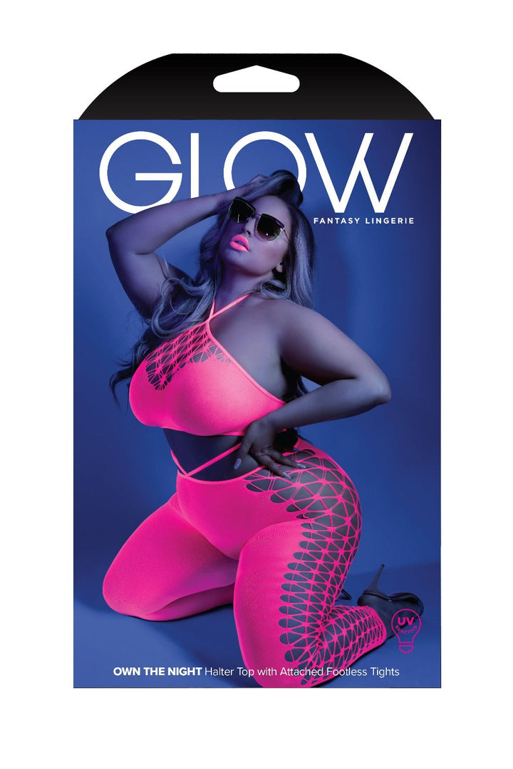 Queen Glow Black Light Own The Night Bodystocking Neon Pink-Fantasy Lingerie-Rebel Romance