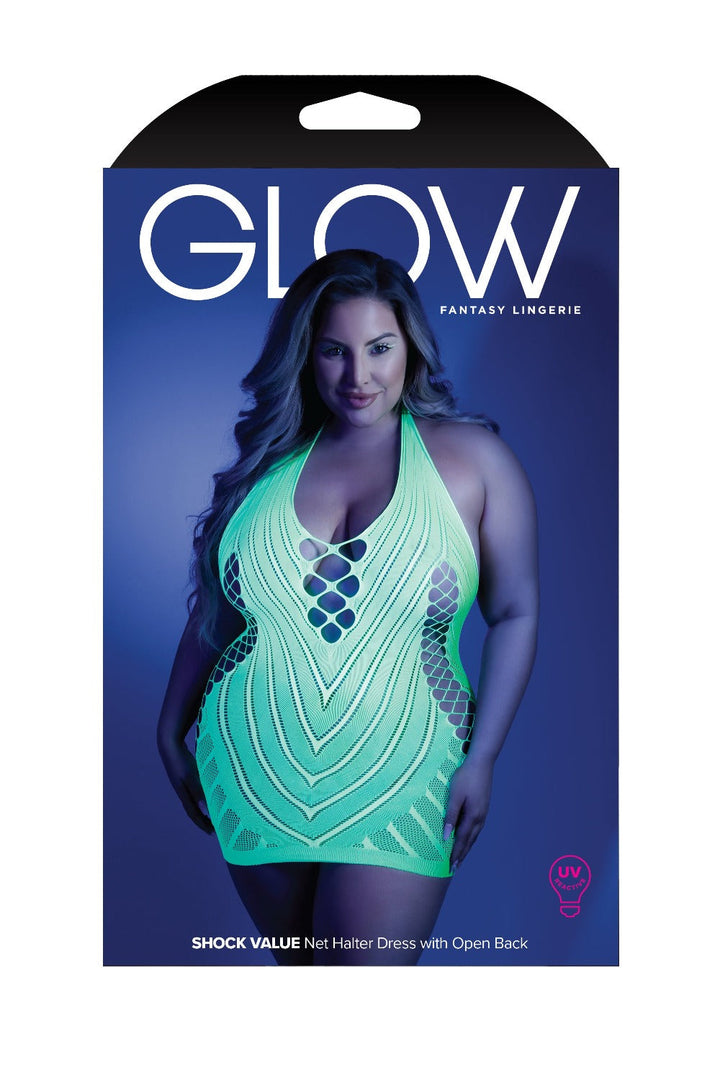 Queen Glow Black Light Shock Value Dress Bodystocking Neon Green-Fantasy Lingerie-Rebel Romance