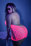 Fantasy Queen Glow Black Light Shock Value Dress Bodystocking Neon Pink