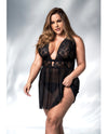 Mapale Queen Lace & Mesh Babydoll & G-String Black-Rebel Romance