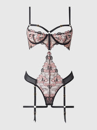 Nova Blacklight Glow Lace Teddy Black