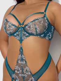 House of Desire Nova Blacklight Glow Lace Teddy