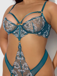 Nova Blacklight Glow Lace Teddy Jaded Blue