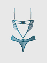 House of Desire Nova Blacklight Glow Lace Teddy