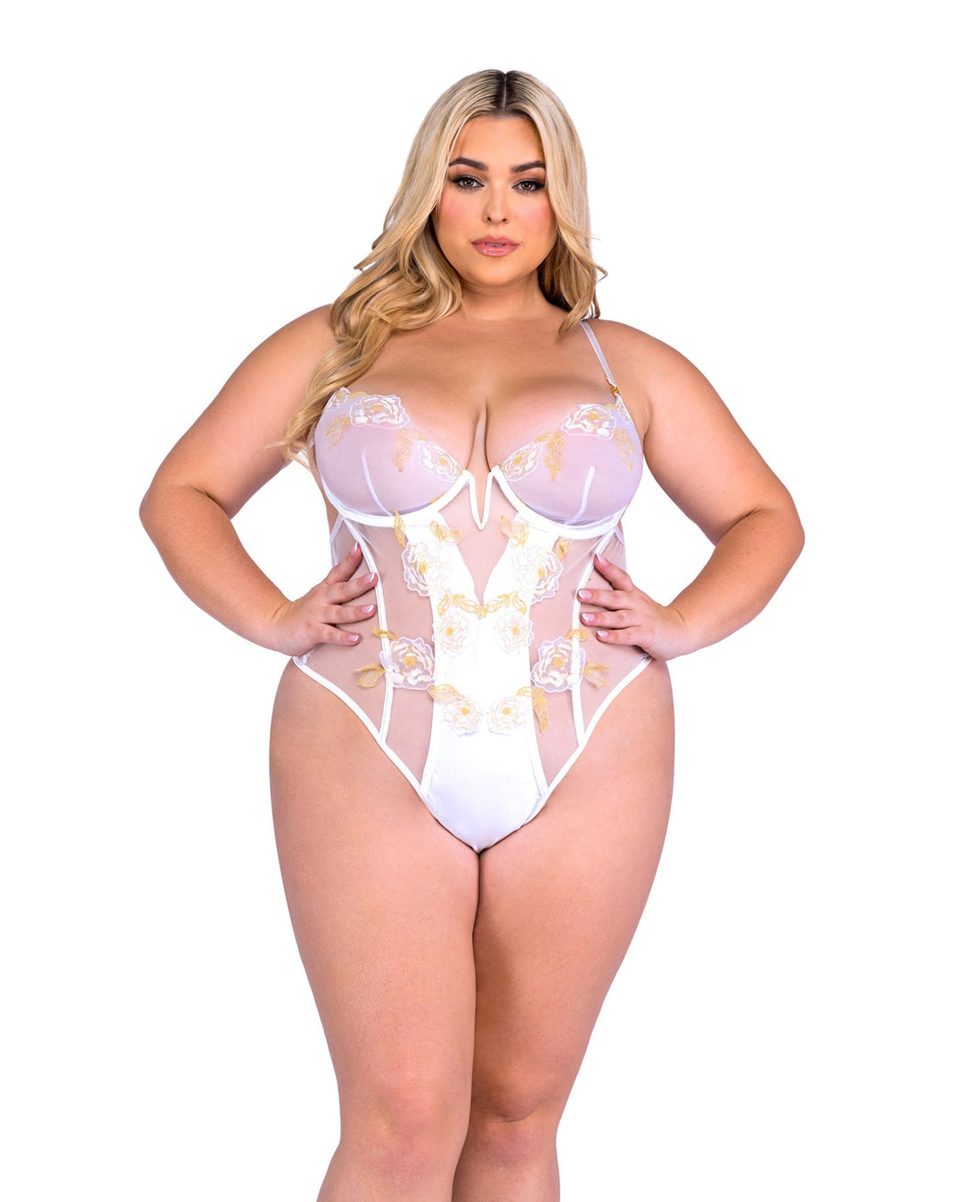 Queen Peony Paradise Bridal Lace Teddy White/Gold-Roma Confidential-Rebel Romance