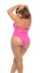 Mapale Queen Debra Radiate Bold Transparent Mesh Bodysuit Hot Pink