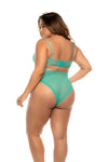 Mapale Queen Debra Radiate Bold Transparent Mesh Bodysuit Jade Green