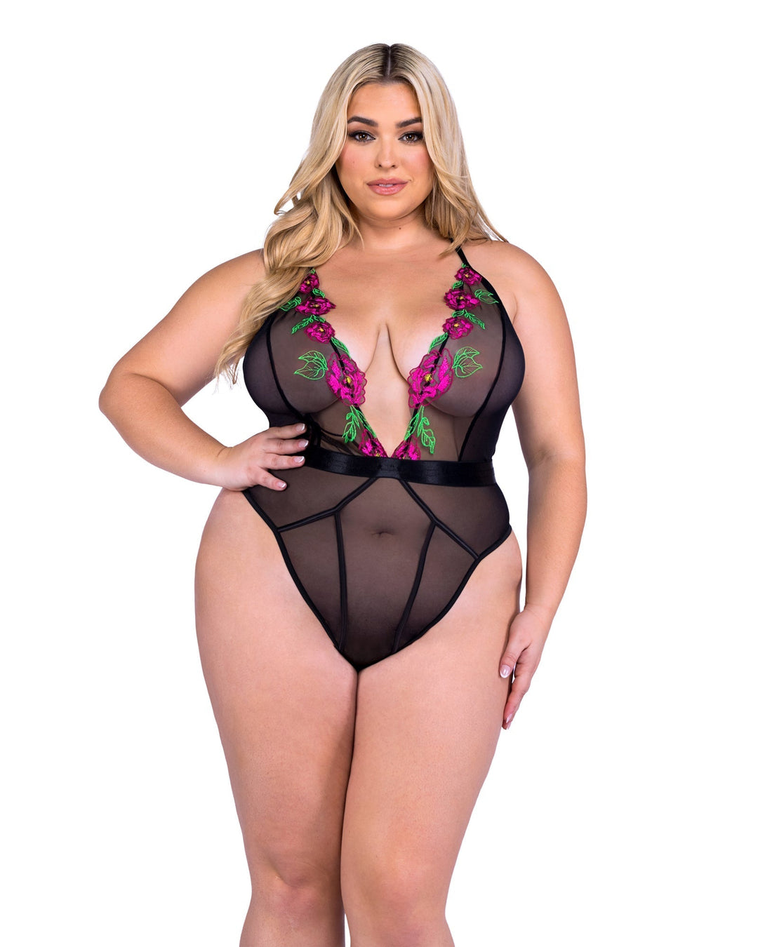 Roma Confidential Queen See Through Mesh Embroidered Peony Paradise Teddy