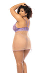 Mapale Queen Verona Sweet Lilac Dream Sheer Mesh Lace Cups Babydoll-Rebel Romance