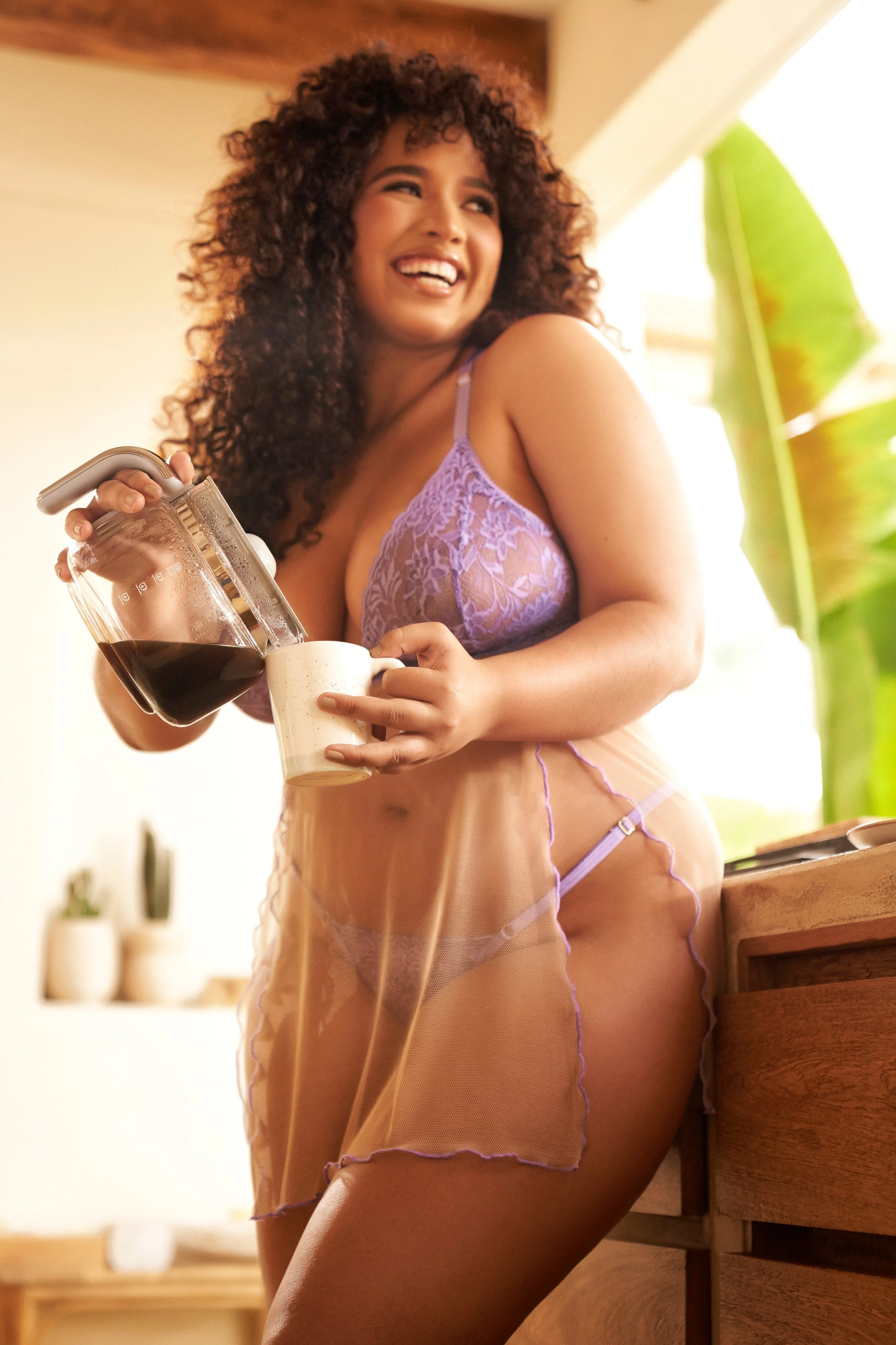 Mapale Queen Verona Sweet Lilac Dream Sheer Mesh Lace Cups Babydoll-Rebel Romance