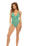 Mapale Debra Radiate Bold Transparent Mesh Bodysuit Jade Green