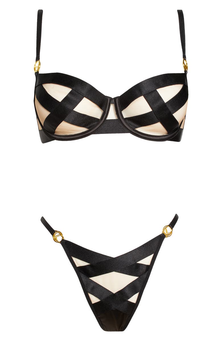 Raelynn Caged Bra Set Black