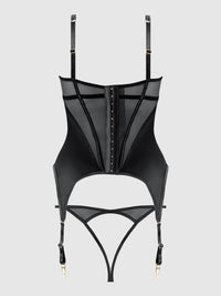 House of Desire Raquel Mesh & Silky Micro Bustier Set Black