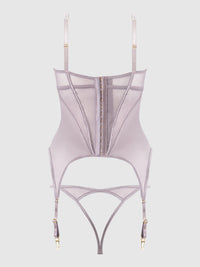 House of Desire Raquel Mesh & Silky Micro Bustier Set Dark Rose