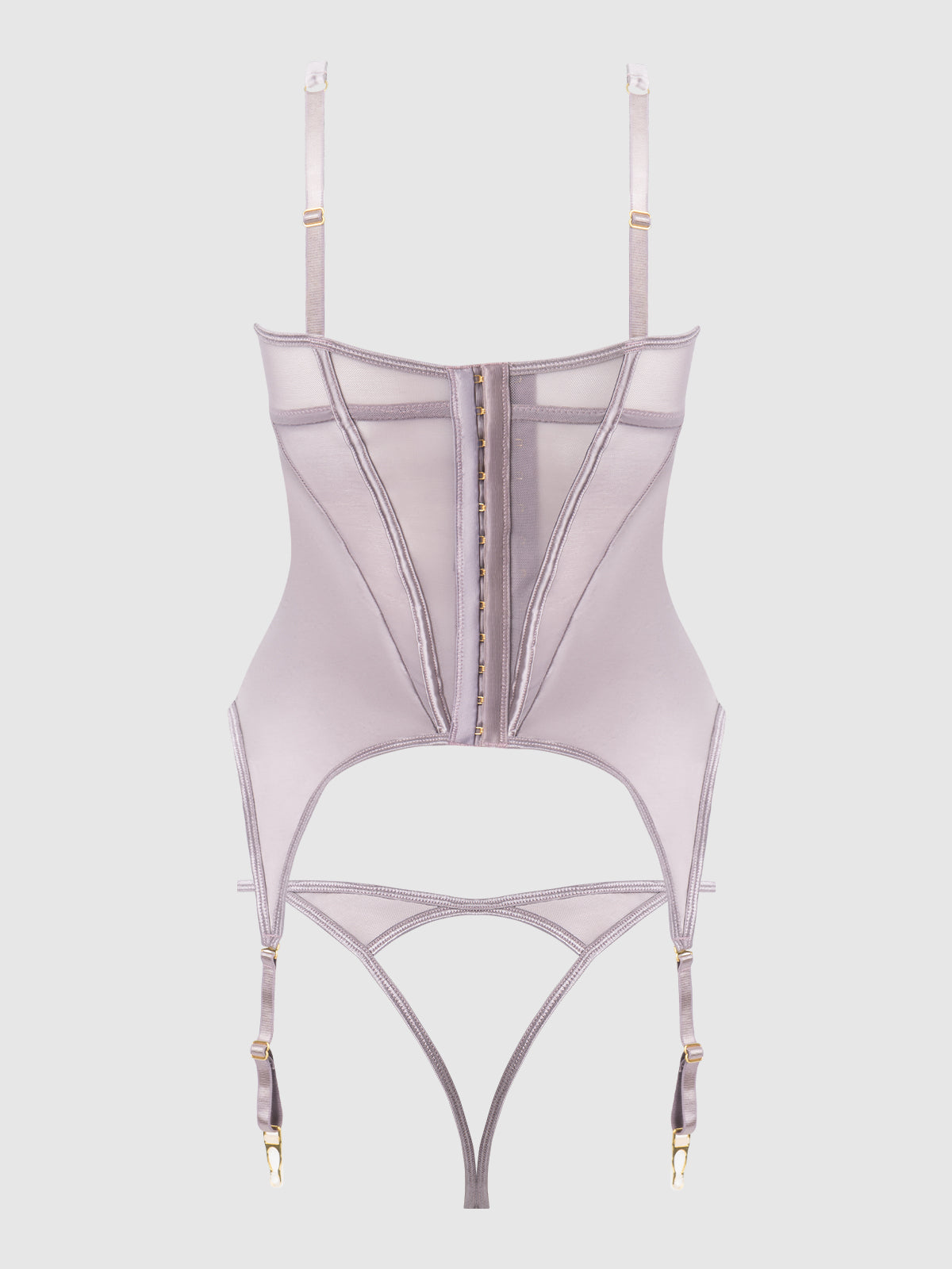 House of Desire Raquel Mesh & Silky Micro Bustier Set Dark Rose