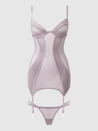House of Desire Raquel Mesh & Silky Micro Chemise Set Dark Rose