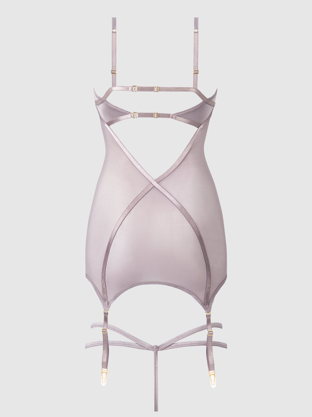 House of Desire Raquel Mesh & Silky Micro Chemise Set Dark Rose