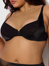 House of Desire Raquel Mesh & Silky Micro Garter Skirt Bra Set Black