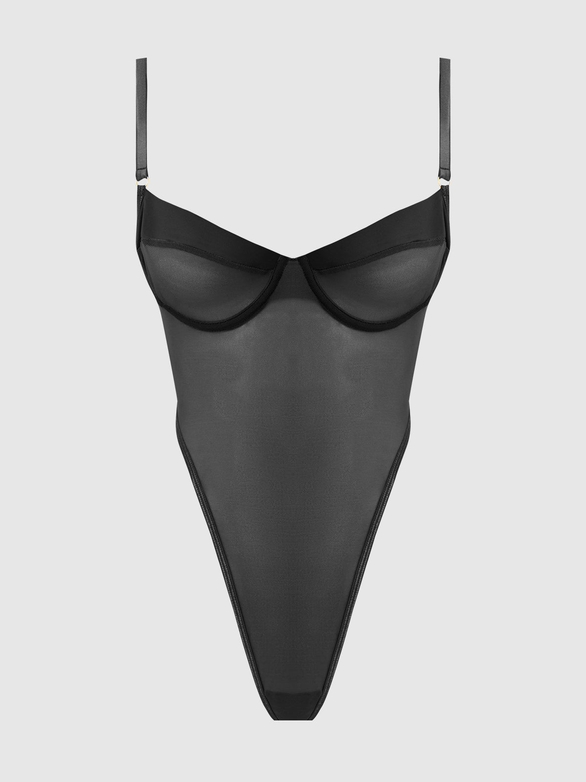 House of Desire Raquel See Through Mesh & Silky Micro Bodysuit Black