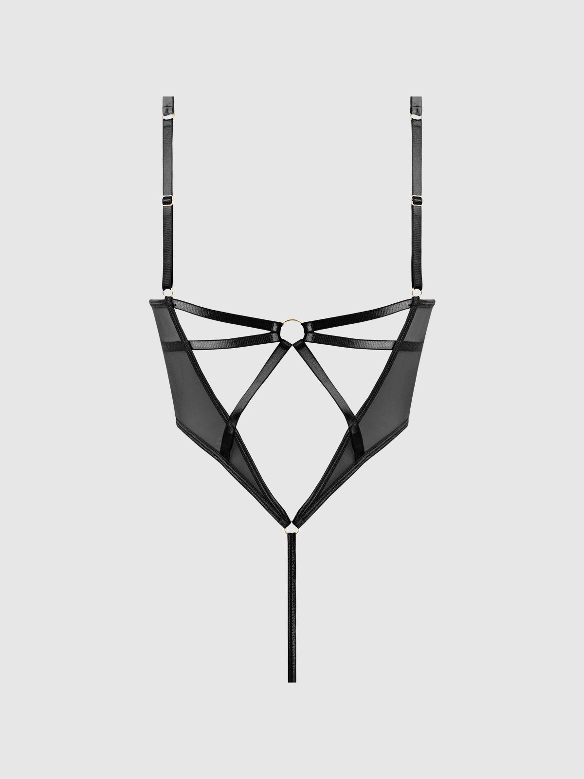 Raquel See Through Mesh & Silky Micro Bodysuit Black