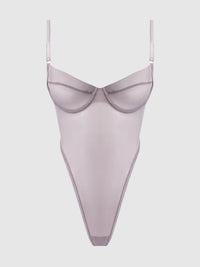 House of Desire Raquel See Through Mesh & Silky Micro Bodysuit Dark Rose