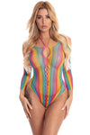 Pink Lipstick More Color Long Sleeve Bodysuit - One Size - Rainbow