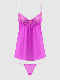 House of Desire Reanna Lace & Chain Babydoll Set Pink