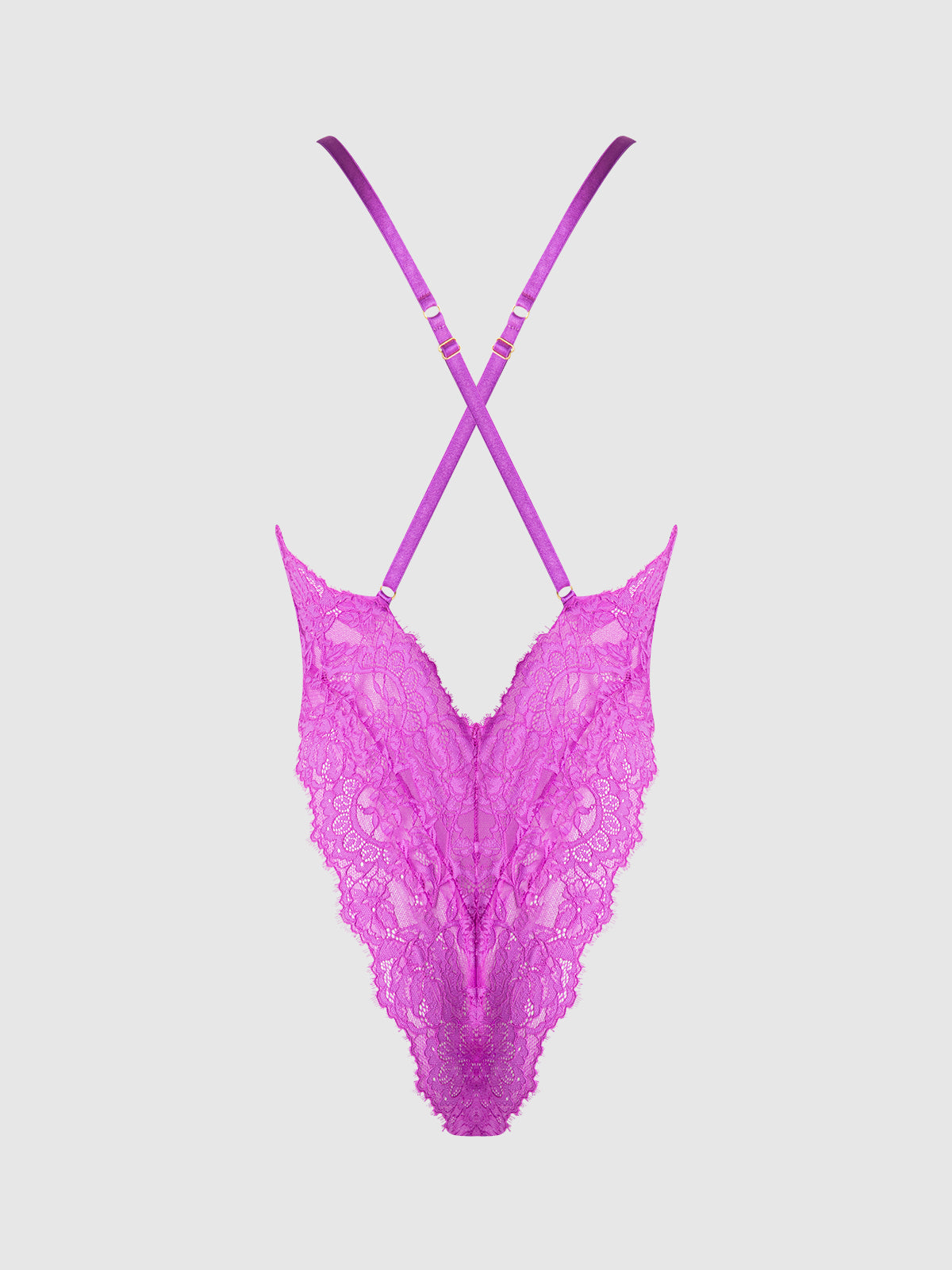 House of Desire Reanna Lace & Chain Deep Plunge Bodysuit Teddy Pink