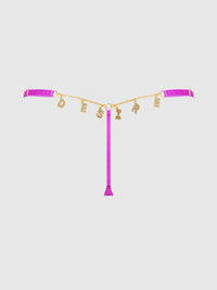 House of Desire Reanna Lace & Chain DESIRE Charm G-String Panty Pink